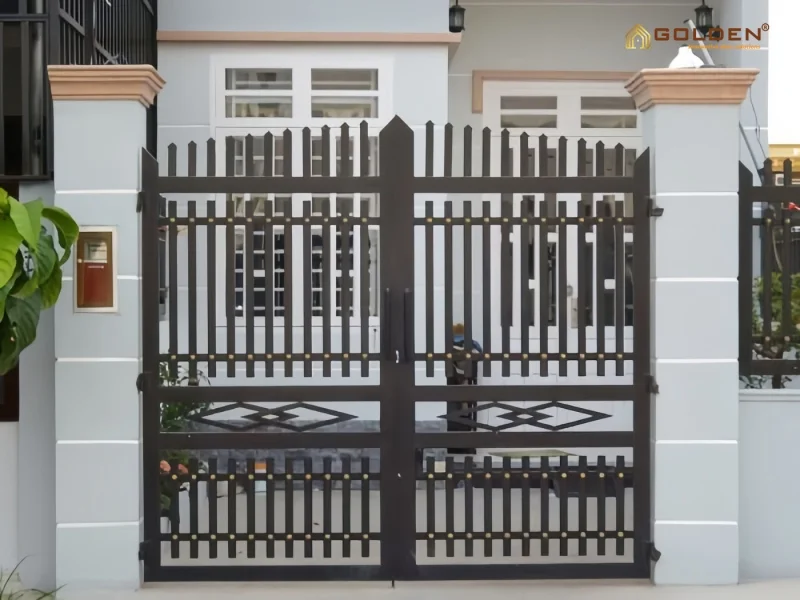 Cổng sắt hộp 2 cánh đẹp
