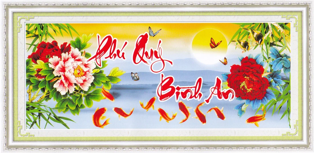 Tranh Thêu Chữ Thập 3D Phú Quý Bình An