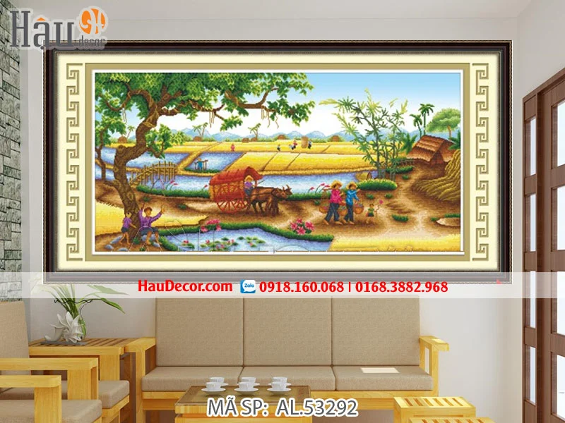 Kit tranh thêu chữ thập 3D Làng Quê AL.53292