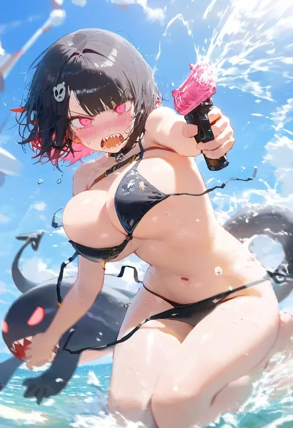 Hình ảnh nhân vật nữ anime trong nội dung sex anime hay đang chơi đùa dưới nước