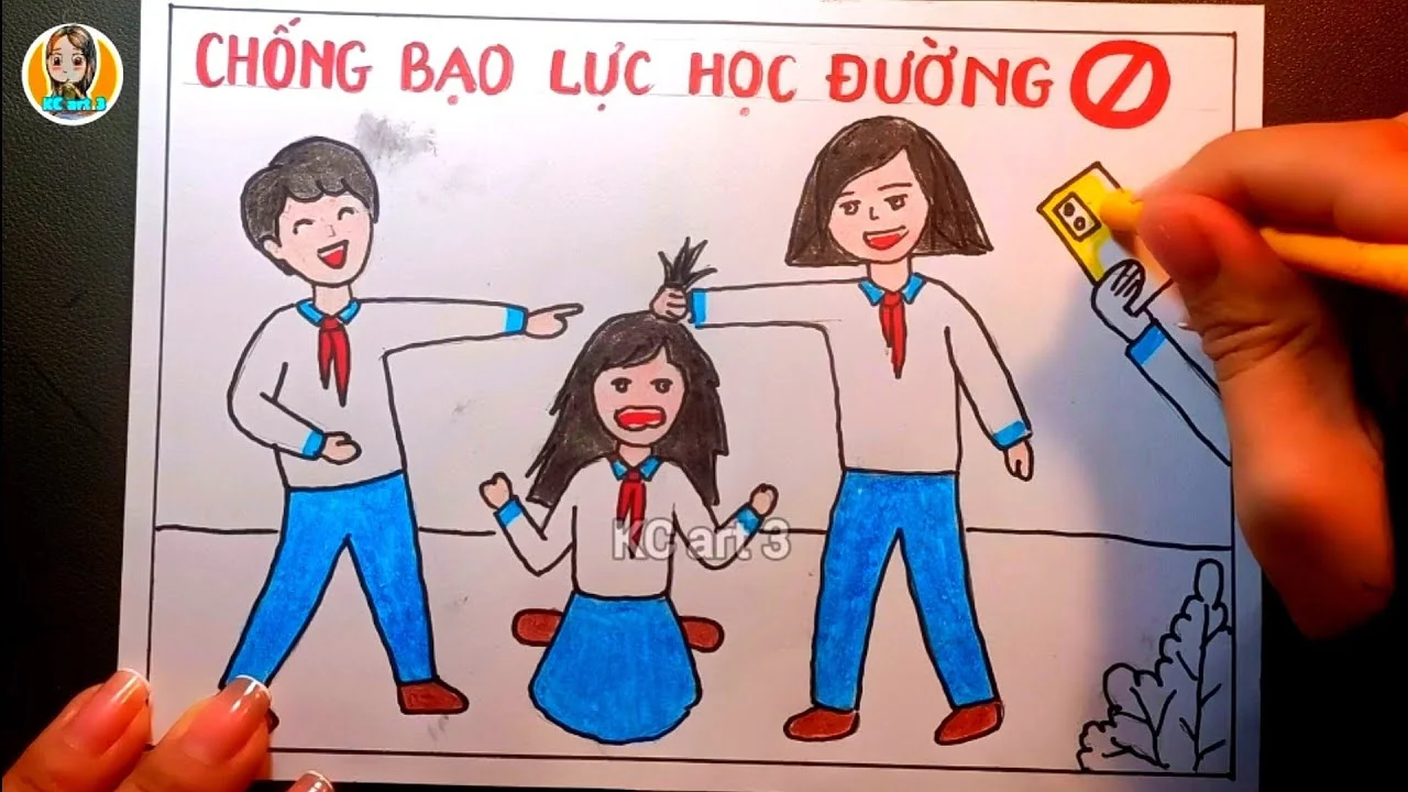 Tranh áp phích - vẽ tranh phòng chống bạo lực học đường | mĩ thuật lớp 8 bài 14 | tranh cổ động