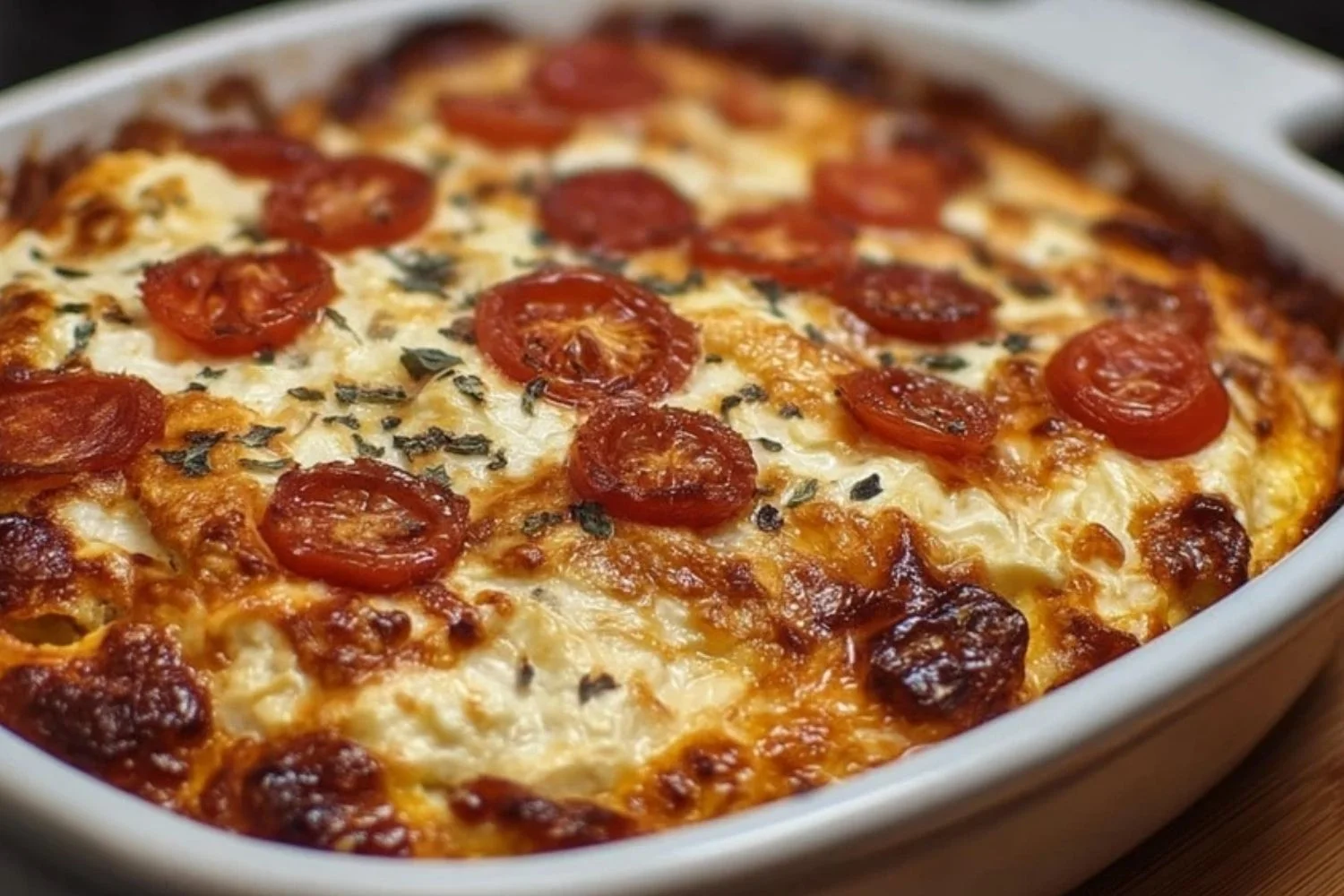 Pizza pepperoni phủ phô mai nướng vàng trong khay