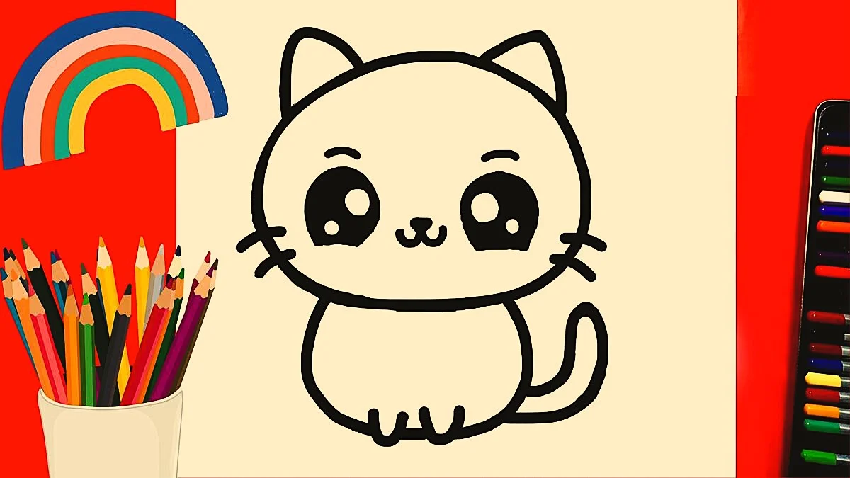 Cách vẽ con mèo cute đơn giản dễ làm cho bé (2)