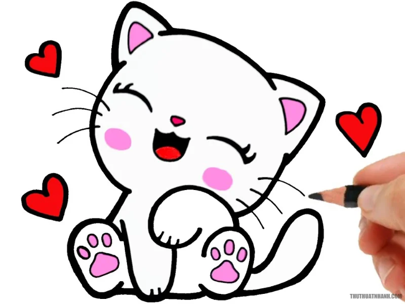 Hướng dẫn cách vẽ mèo cute đơn giản cho bé - Artnam (2)