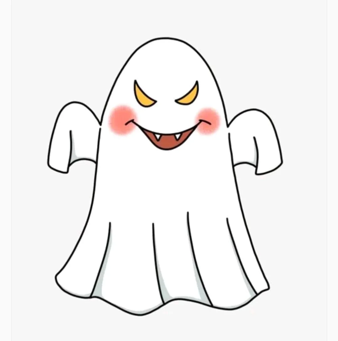 Hình ảnh ma hoạt hình hồn ma trắng cute má hồng mắt vàng