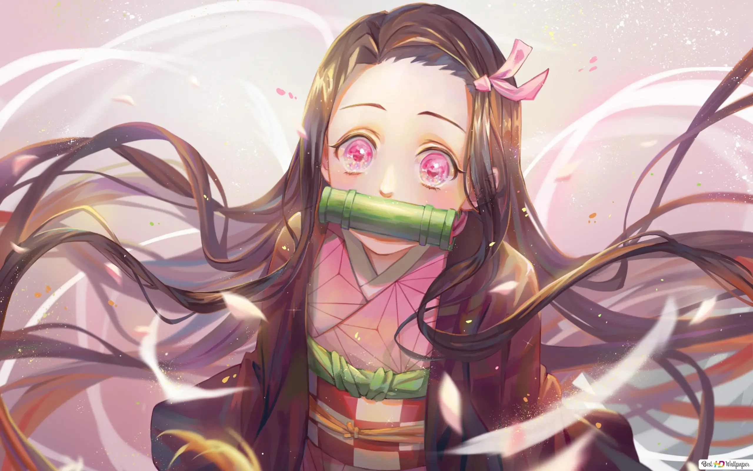hình nền laptop cute với nhân vật Nezuko trong anime Demon Slayer