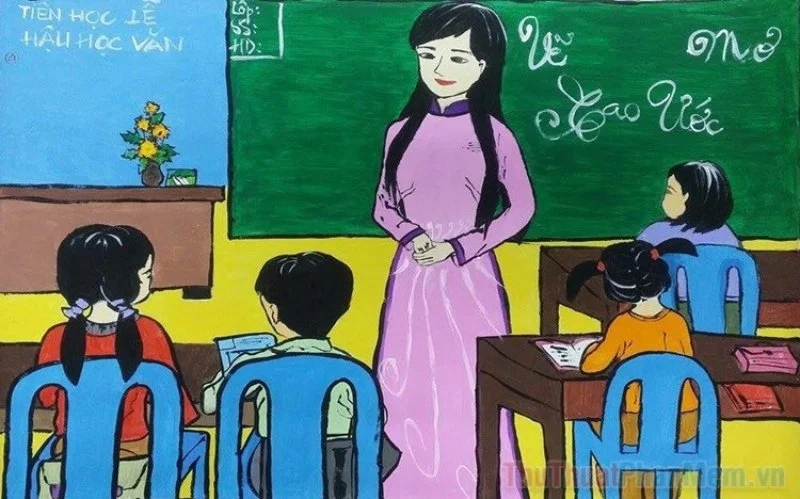 Chủ đề tranh “Nghề Giáo viên”. (Nguồn Internet)