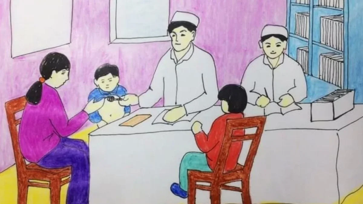 Vẽ tranh ước mơ của em làm bác sĩ cứu người