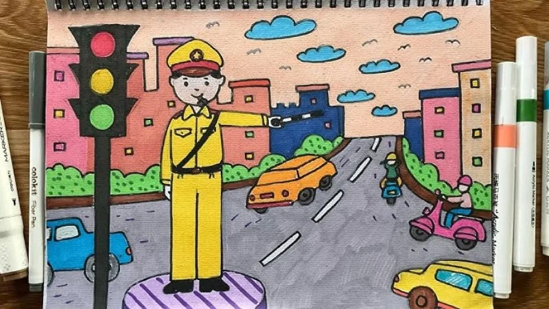 Chủ đề tranh “Nghề Công an”. (Nguồn Internet)