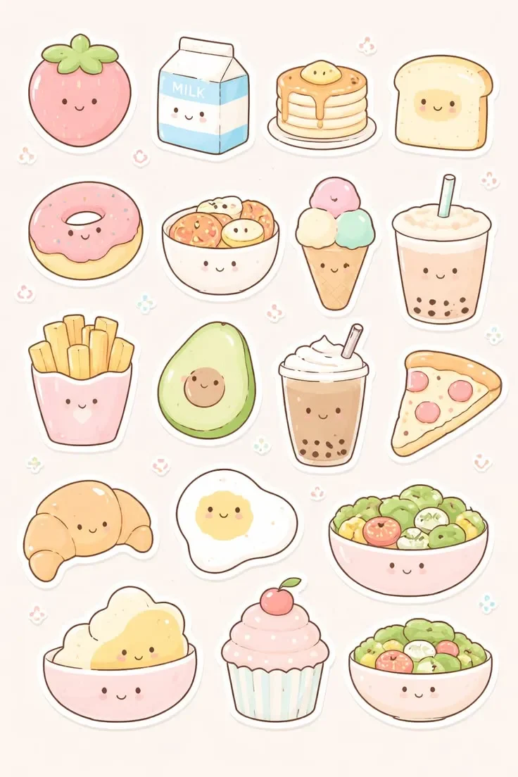 Hình vẽ đồ ăn cute dễ vẽ (2)