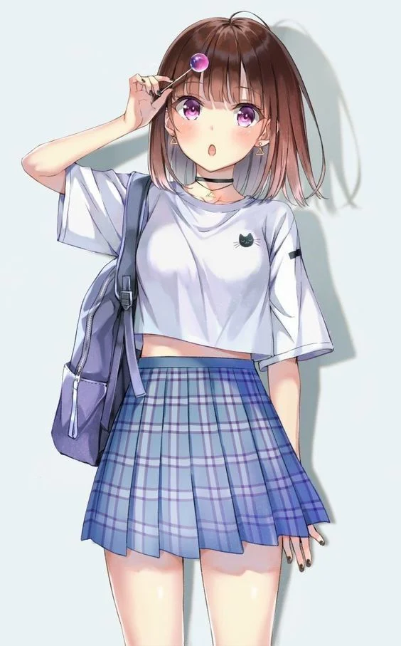 Hình nền anime gái xinh dùng để đặt làm màn hình khóa điện thoại.