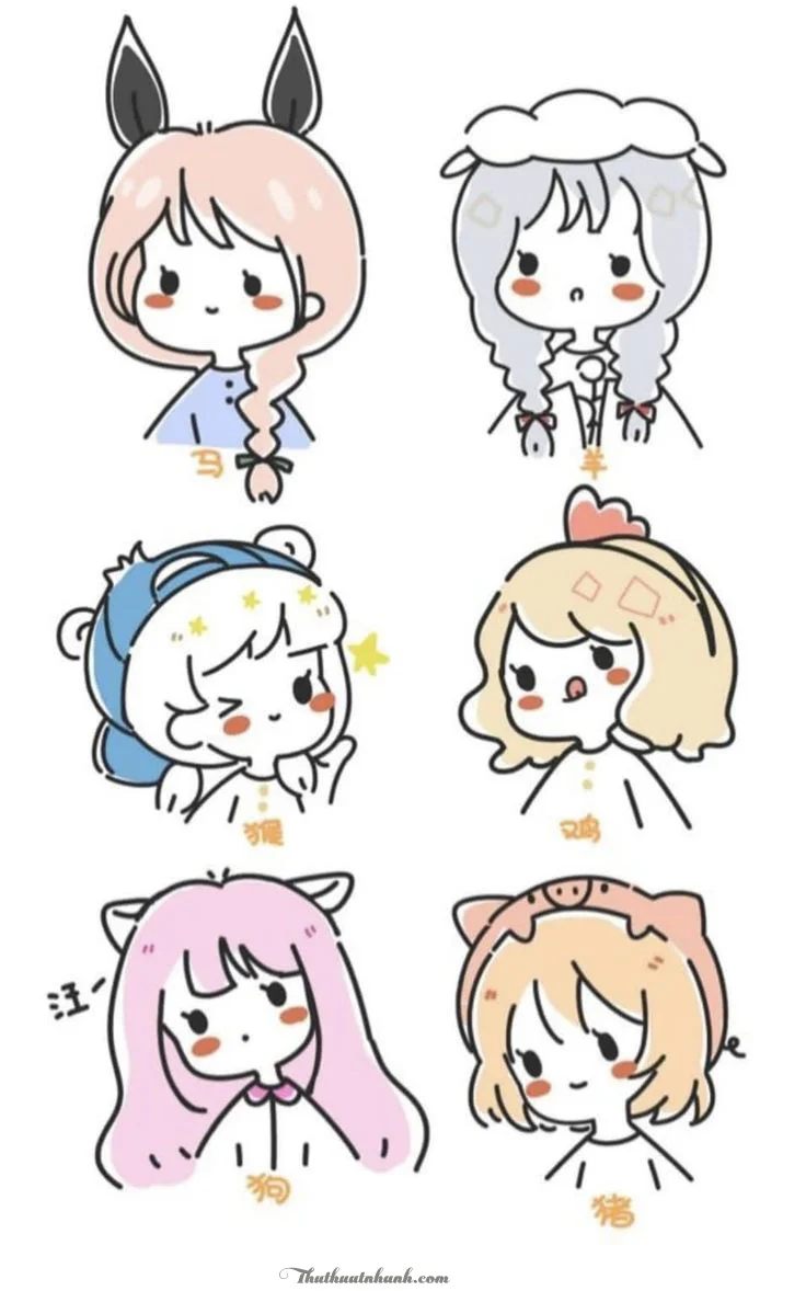 Bộ sưu tập vẽ hình cute chibi các nhân vật hóa trang thành động vật dễ thương