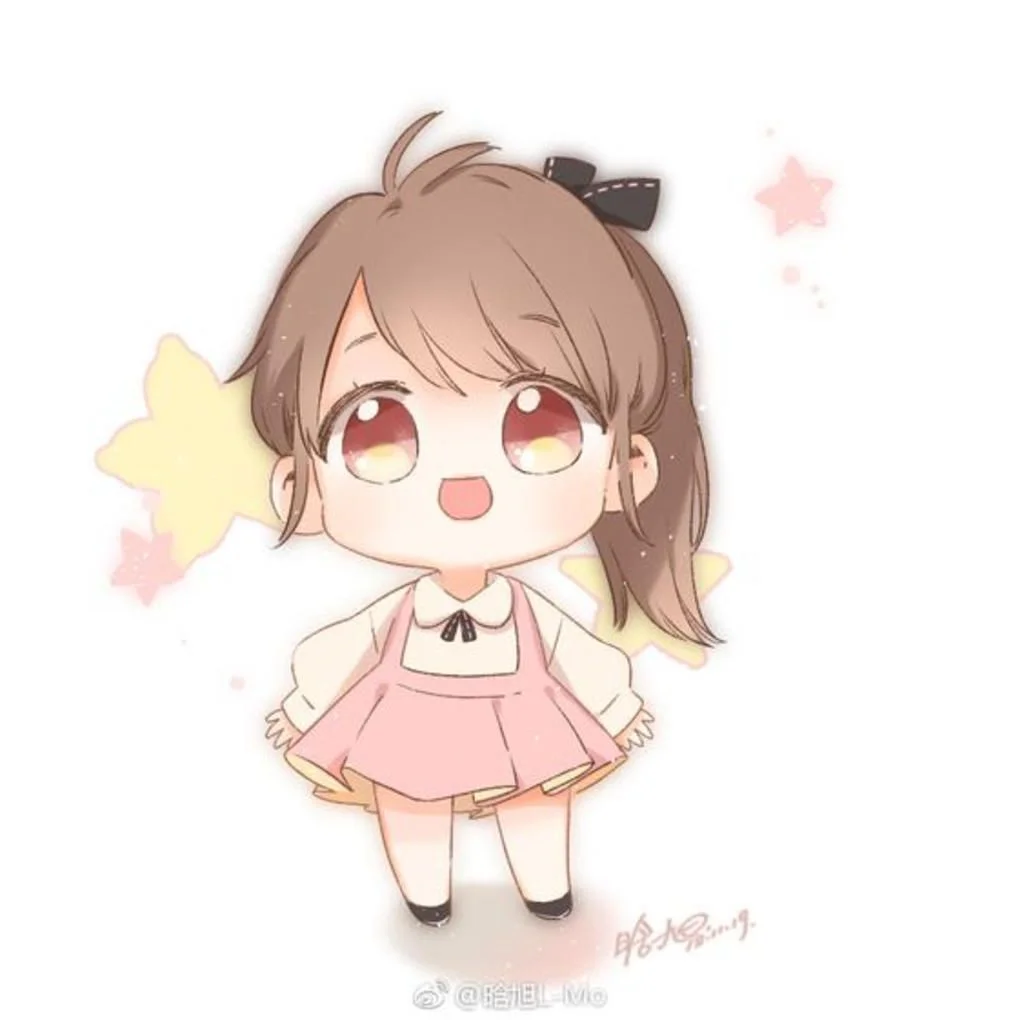 Vẽ hình cute nhân vật anime chibi dễ thương với tông màu hồng ngọt ngào.