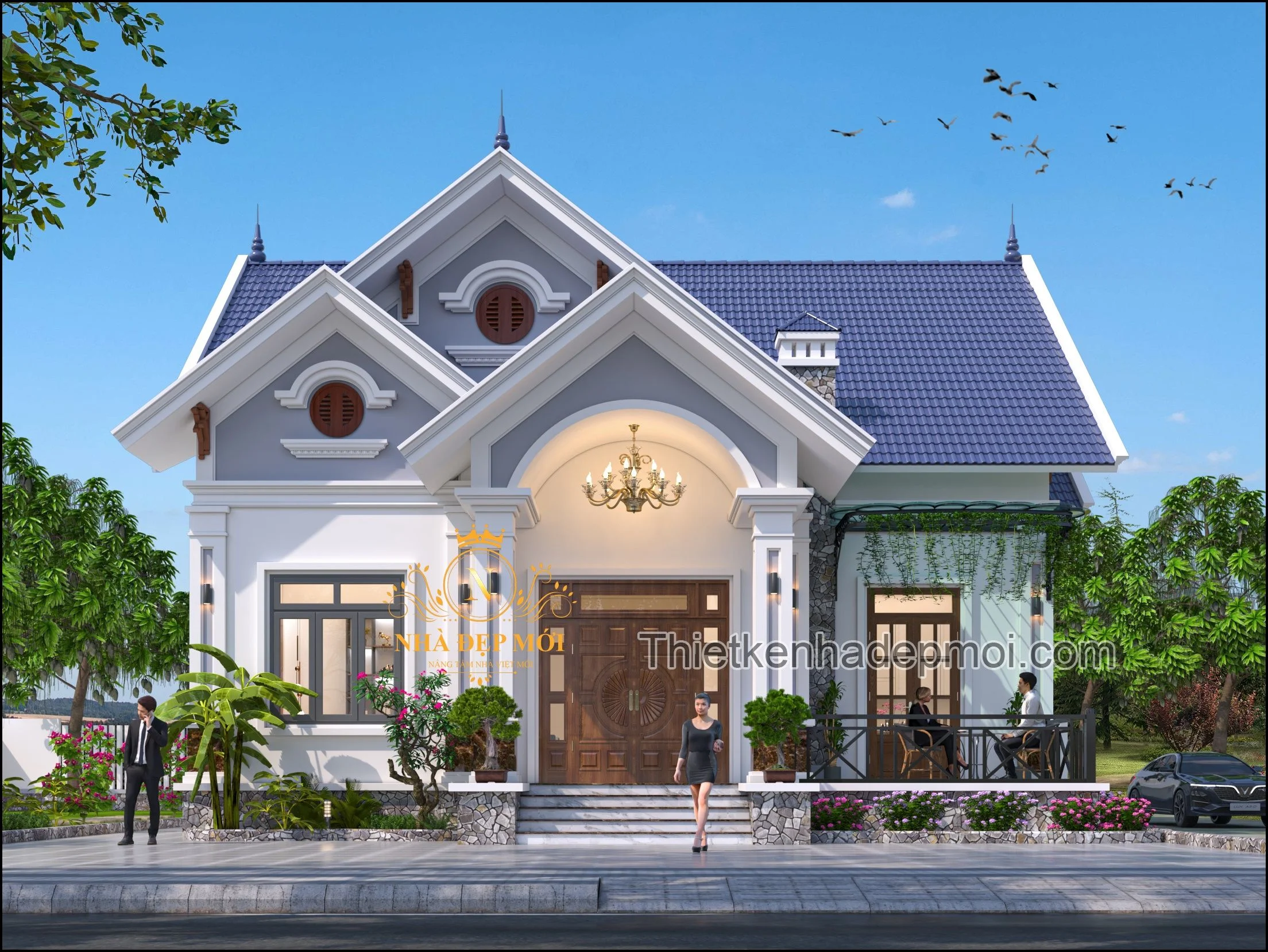 Mẫu nhà cấp 4 đẹp mái thái có thiết kế hiện đại, sang trọng tại Việt Nam