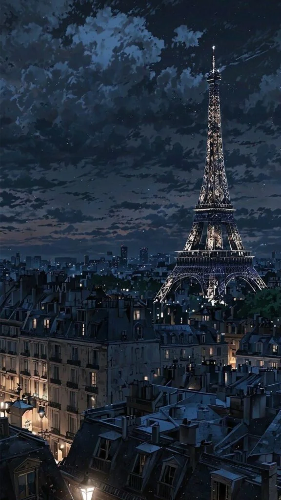 Tháp Eiffel lãng mạn, Paris về đêm với ánh đèn vàng