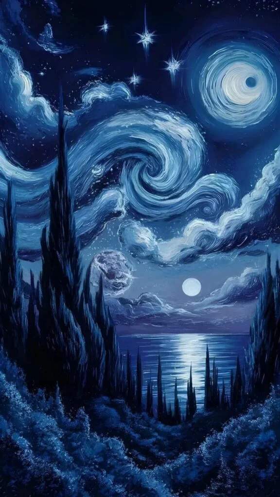 Đêm Van Gogh, bầu trời sao xoáy tròn trên tháp cổ